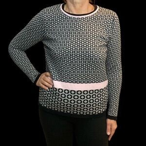 Organic cotton by Skovhuus (Danish brand) Geometric black gray pink pattern EUC